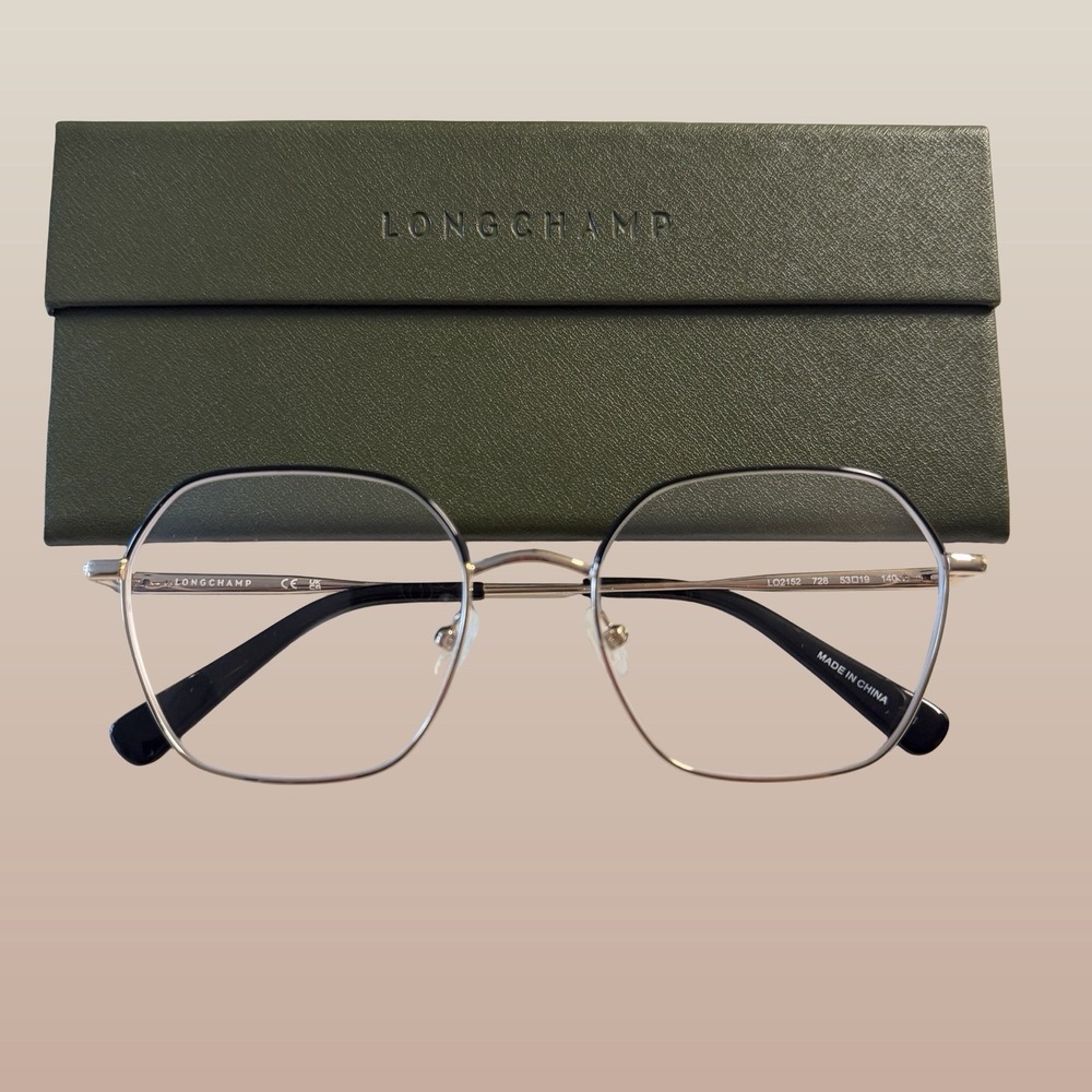 Longchamp LO2152 728 Women Eyeglasses Gold Black Gun Metal Frames 53-19-140 Case